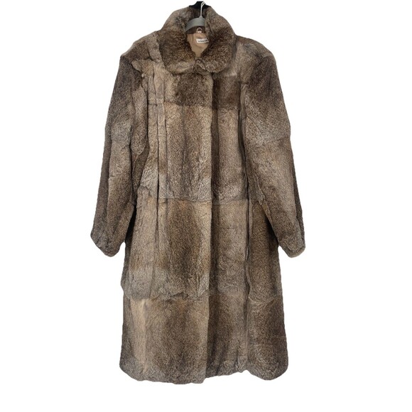 VTG Genuine Muskrat Rabbit ? Real Gray Silver Full Length Fur Coat Hong Kong 20 - Picture 1 of 16